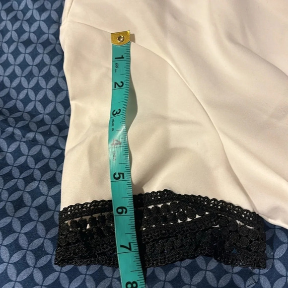 Aqua  white black lace trim loose fur A line mini dress - Picture 9 of 12